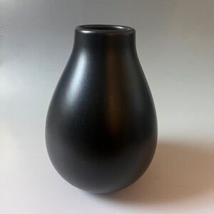 West Elm Matte Black Ceramic Vase Modern Minimalist Bottle Vase 9"
